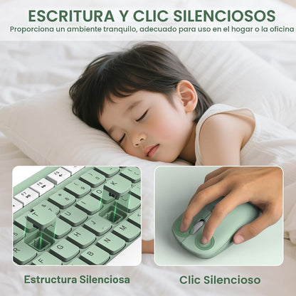 Combo de teclado y mouse inalámbricos silencioso para oficina y hog...