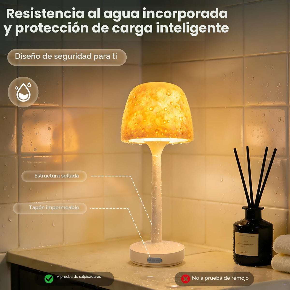 Lámpara de ducha impermeable recargable LED Ocean Projector Lámpara...