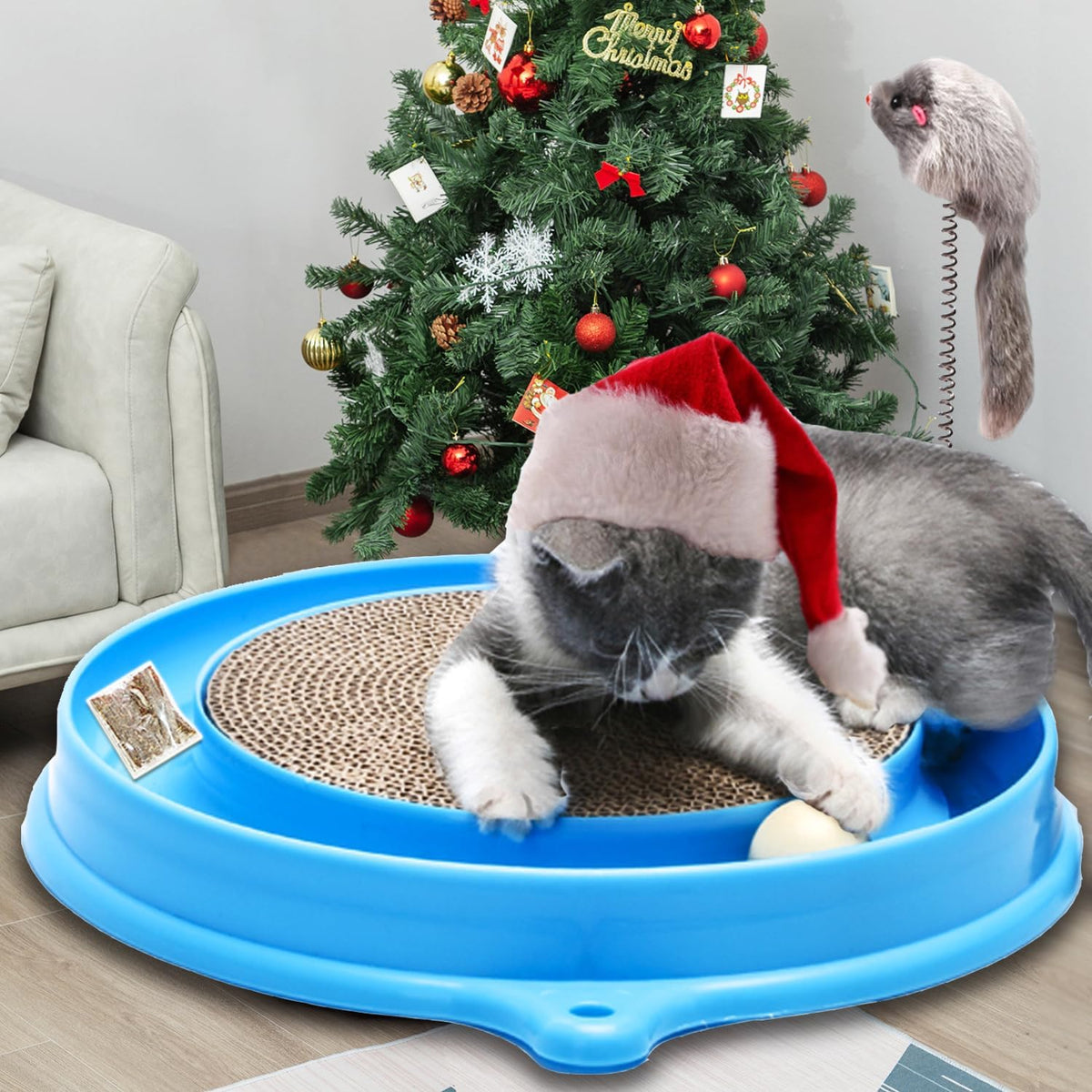 AUOON Juguete rascador para gatos con pista de bolas para gatos y g...