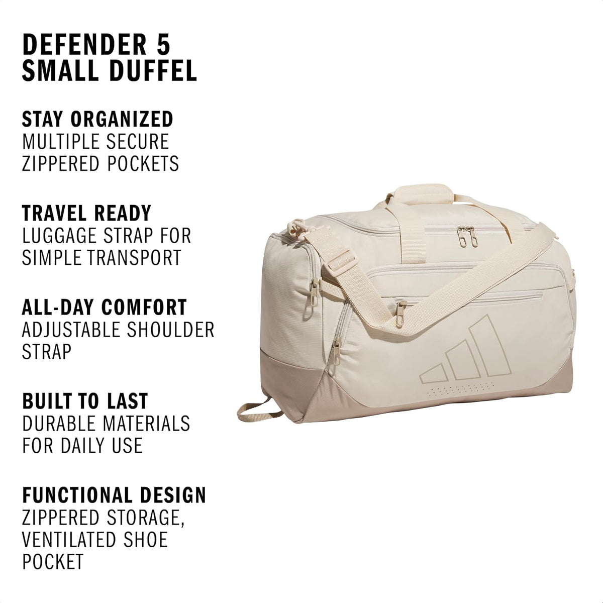adidas Defender - Maleta deportiva, color beige y caqui (Crystal Li...
