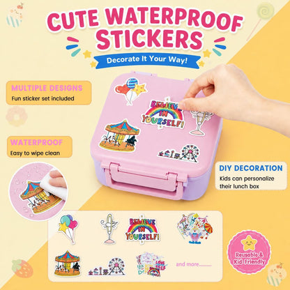 Lonchera Bento para niños con termo de 9 onzas, calcomanías imperme...