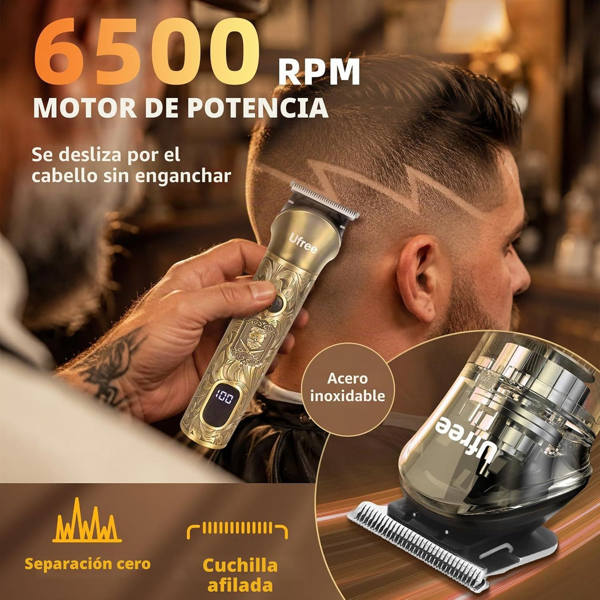 Ufree Recortadora de Barba Profesional para Hombres, Afeitadora elé...