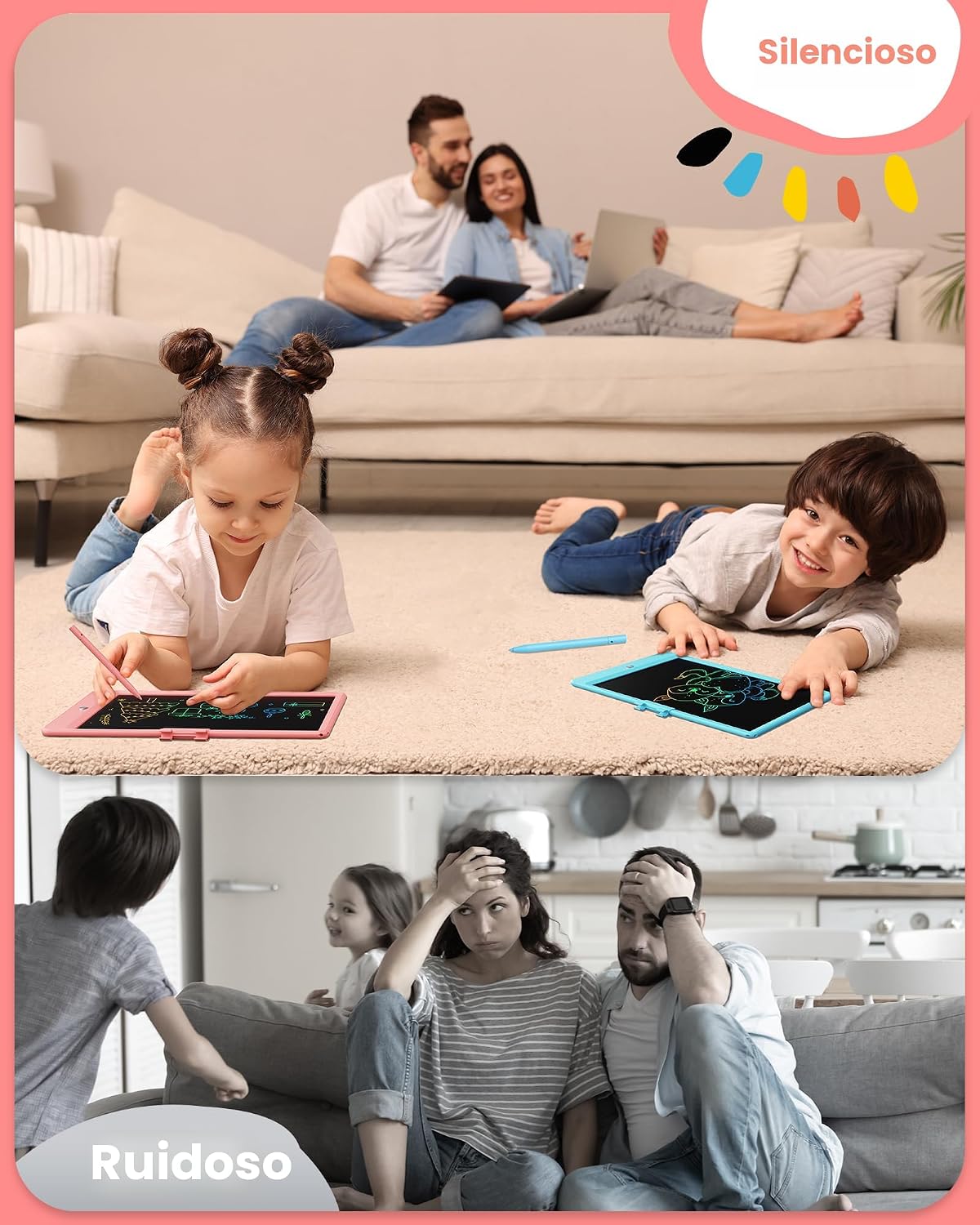 Bravokids Tableta de escritura LCD de 10 pulgadas para niños de 3 a...