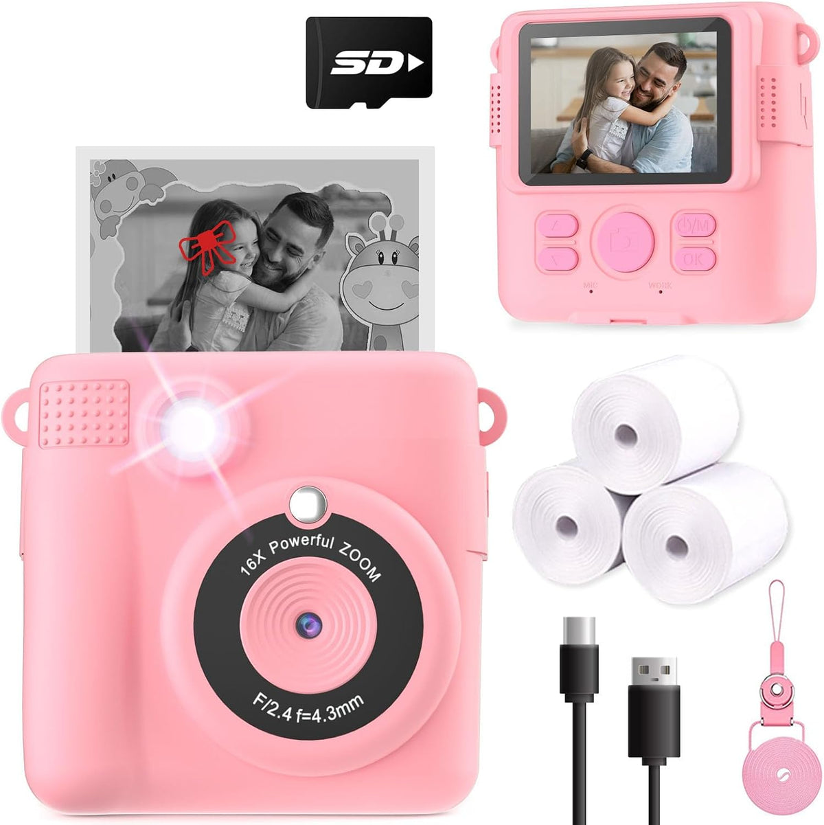 ESOXOFFORE Cámara de impresión instantánea para niños, regalos de c...