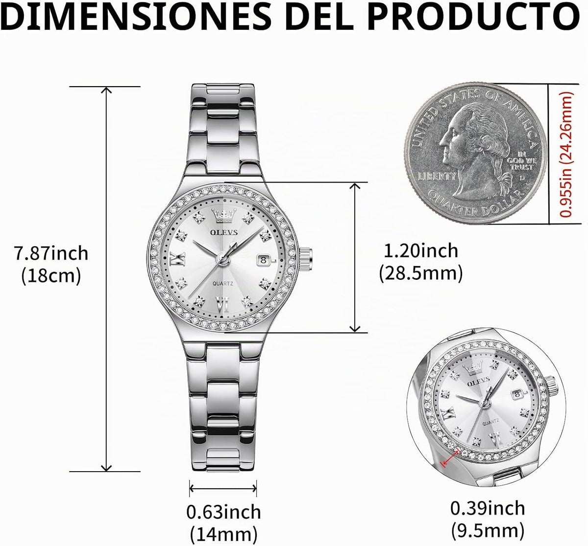 OLEVS Reloj Mujer Reloj Analógico Luminoso Vestido de Acero Inoxida...