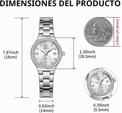 OLEVS Reloj Mujer Reloj Analógico Luminoso Vestido de Acero Inoxida...
