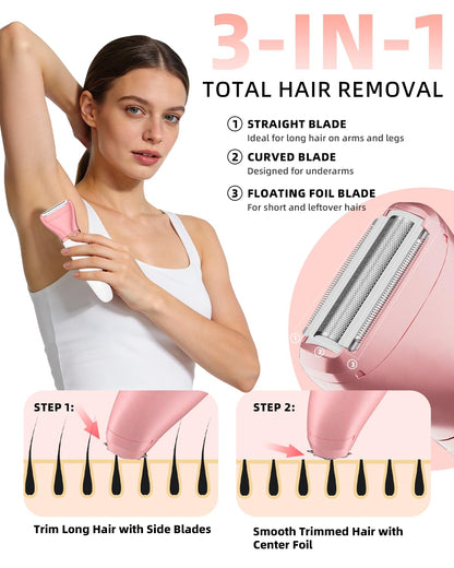 Ufree Maquinilla de Afeitar Eléctrica 3 en 1 para Mujer, Regalos pa...
