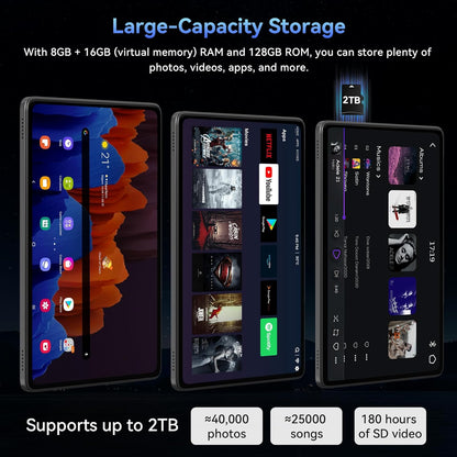 TABWEE Tableta, 11 pulgadas 2K Android 16 tabletas con teclado 24GB...