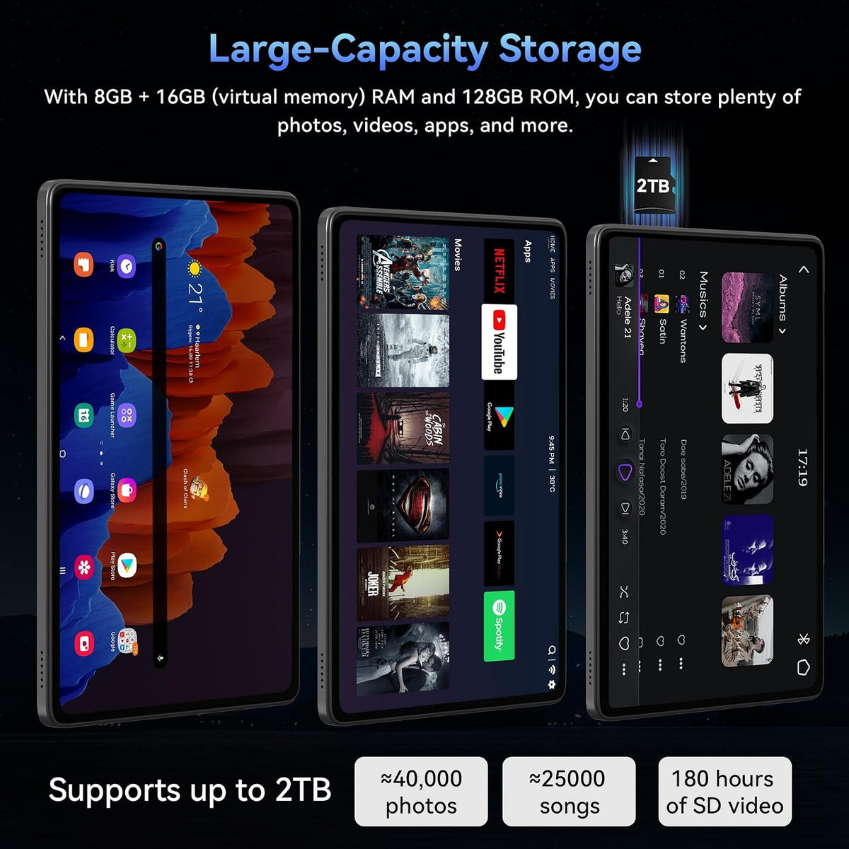 Tableta, tabletas Android 16 de 11 pulgadas con teclado Gemini AI 3...