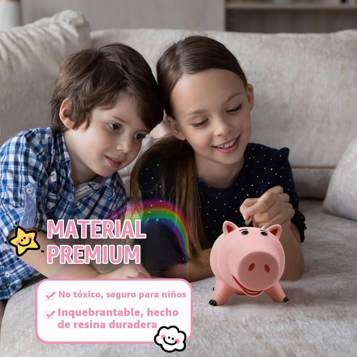 Hamm - Alcancía irrompible con diseño de cerdo rosa, de plástico, a...