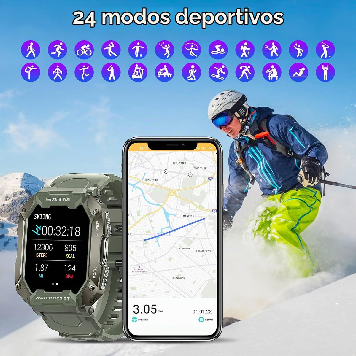 AMAZTIM Relojes inteligentes para hombres y mujeres 5ATM e IP69K |...