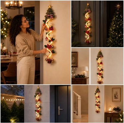 2 colgadores de puerta de Navidad iluminados con muñeco de nieve, l...