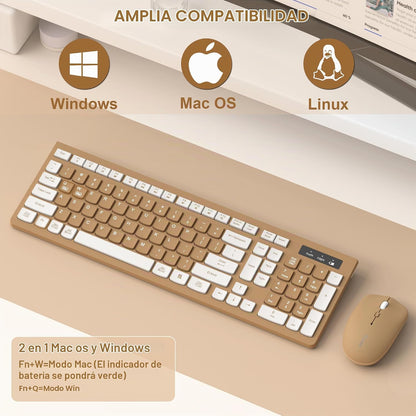Combo de teclado y mouse inalámbricos silencioso para oficina y hog...