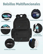 Mancro Mochila para pañales, mochila negra para pañales de bebé de...