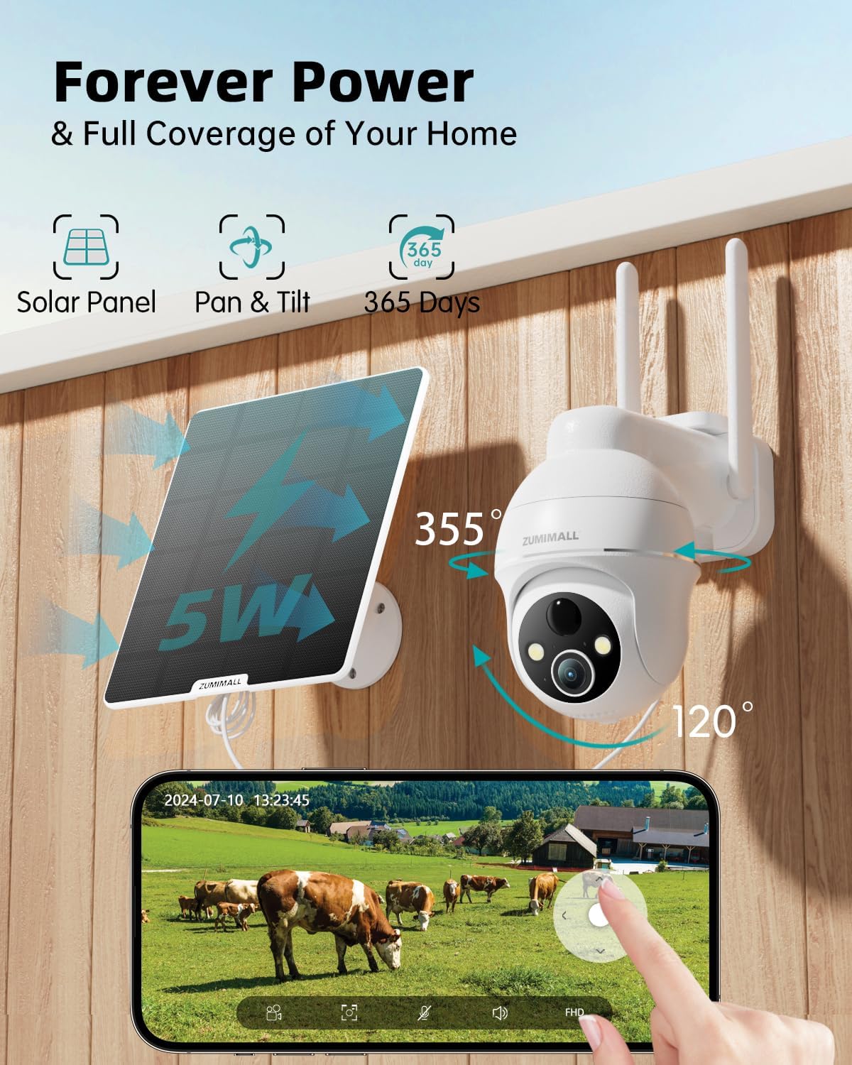 ZUMIMALL Cámaras de seguridad celulares 4G LTE inalámbricas para ex...