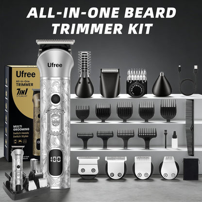 Ufree Recortadora de barba 7 en 1 para hombres, afeitadora eléctric...