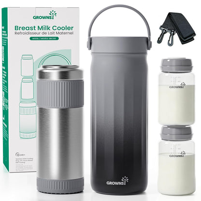 Grownsy Enfriador portátil de leche materna de 22 oz para trabajo y...