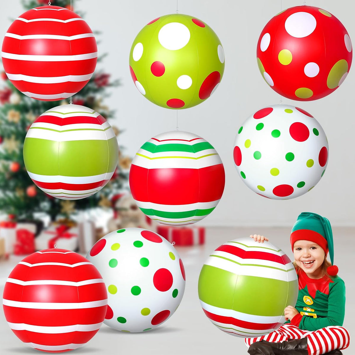 Jetec - 12 bolas inflables gigantes de Navidad de 24 pulgadas para...