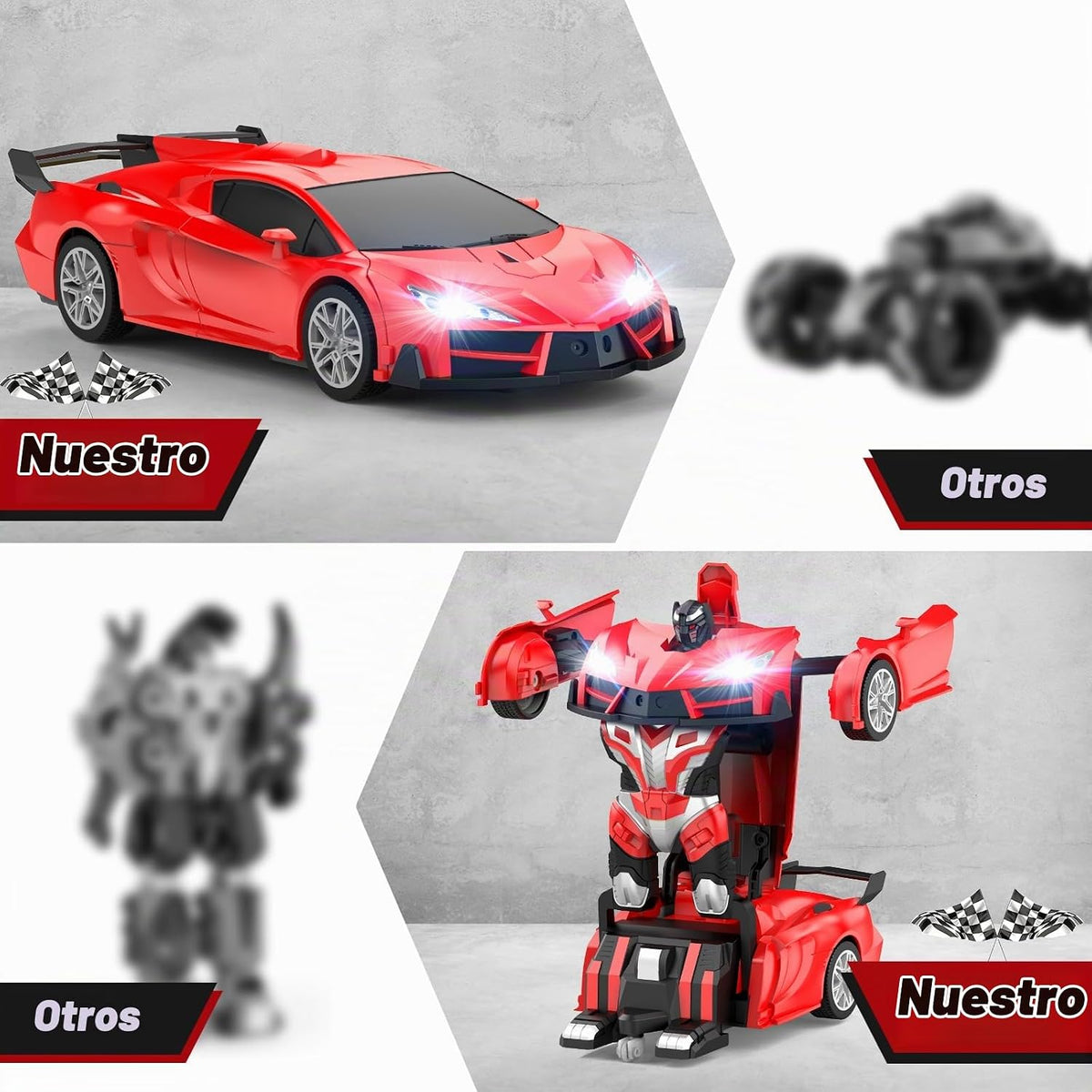 Qumcou Coche de Control Remoto Transformable 1:16, Juguetes para ni...