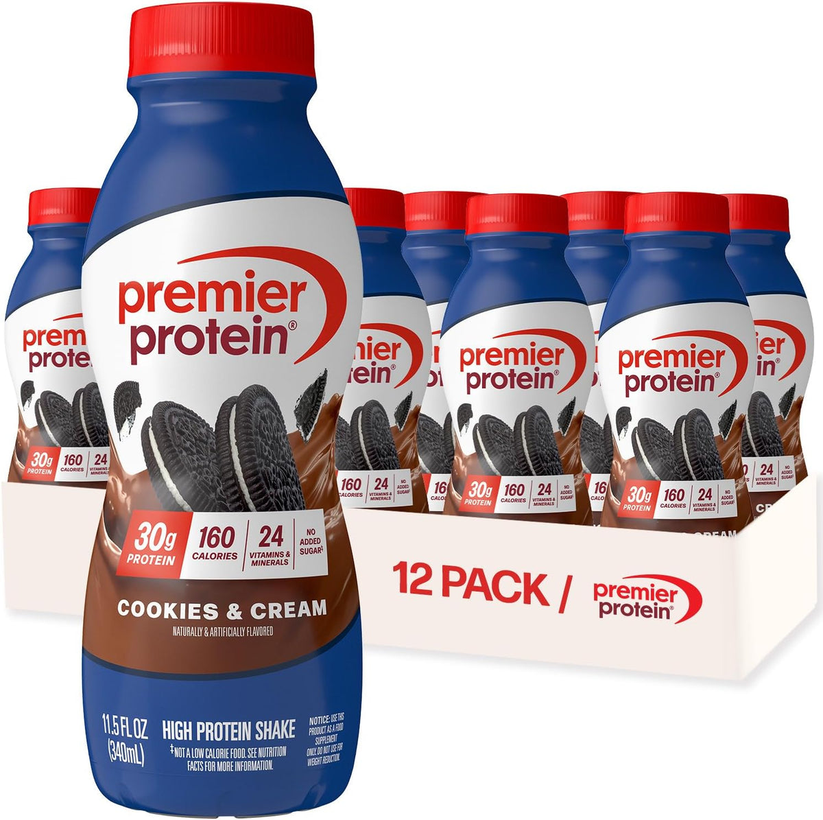 Premier Protein Batido alto en proteínas, galletas y crema, 12 unid...