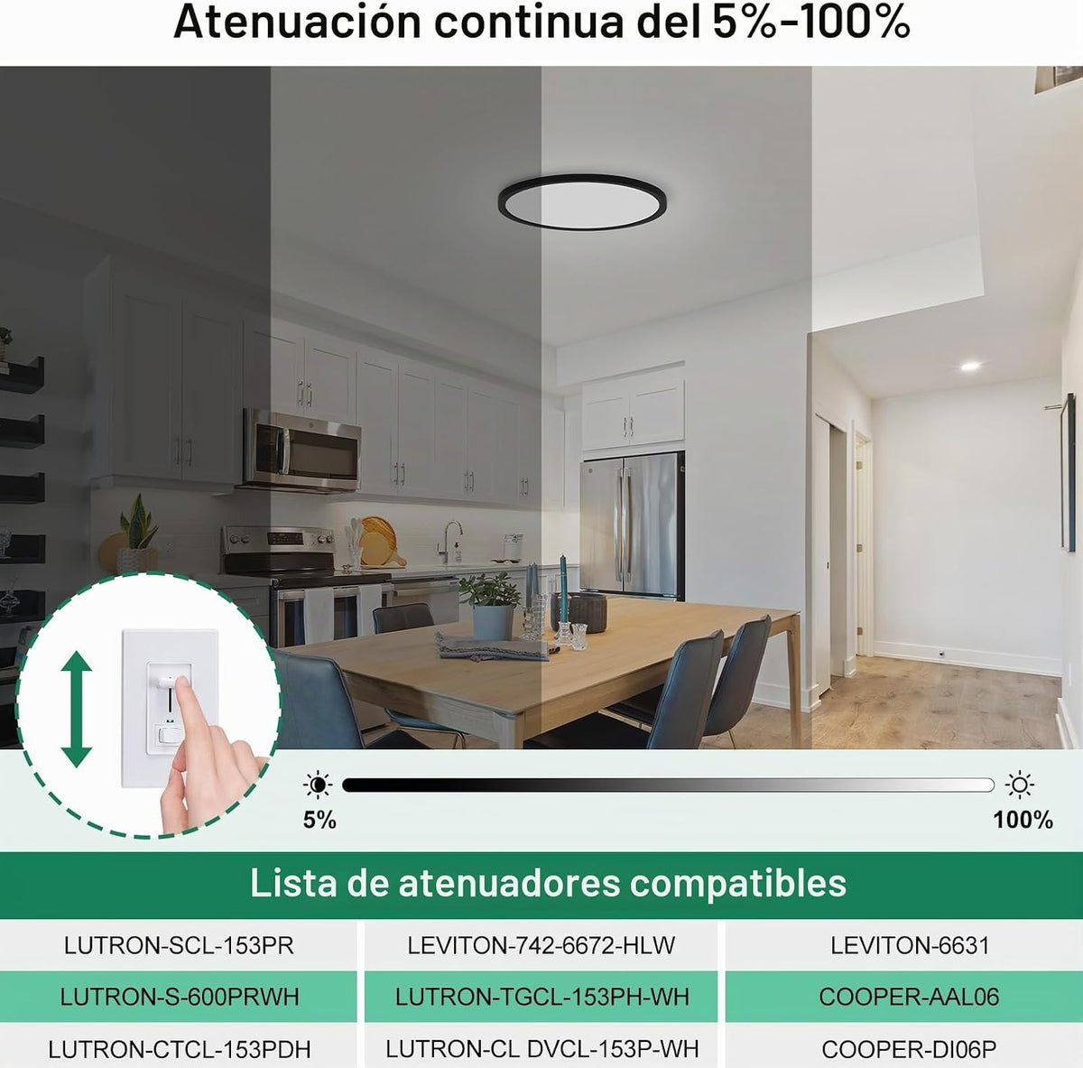 Brightever Lámpara de techo LED de 7 pulgadas, regulable, 1200LM |...