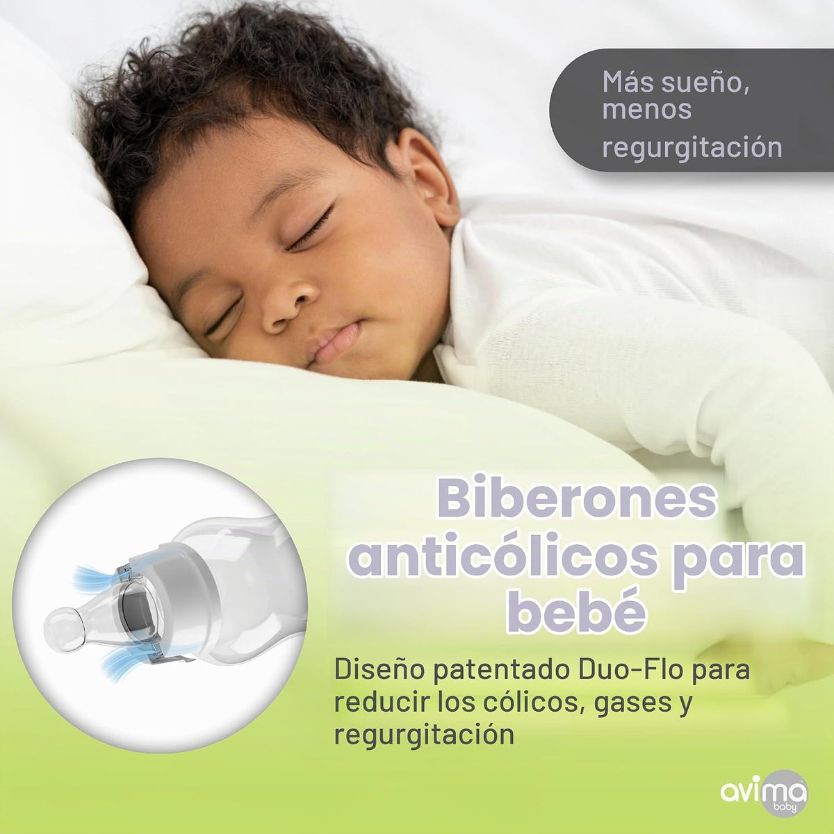 Avima Biberones anticólicos de 4 onzas con pezones de flujo lento....
