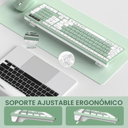Combo de teclado y mouse inalámbricos silencioso para oficina y hog...