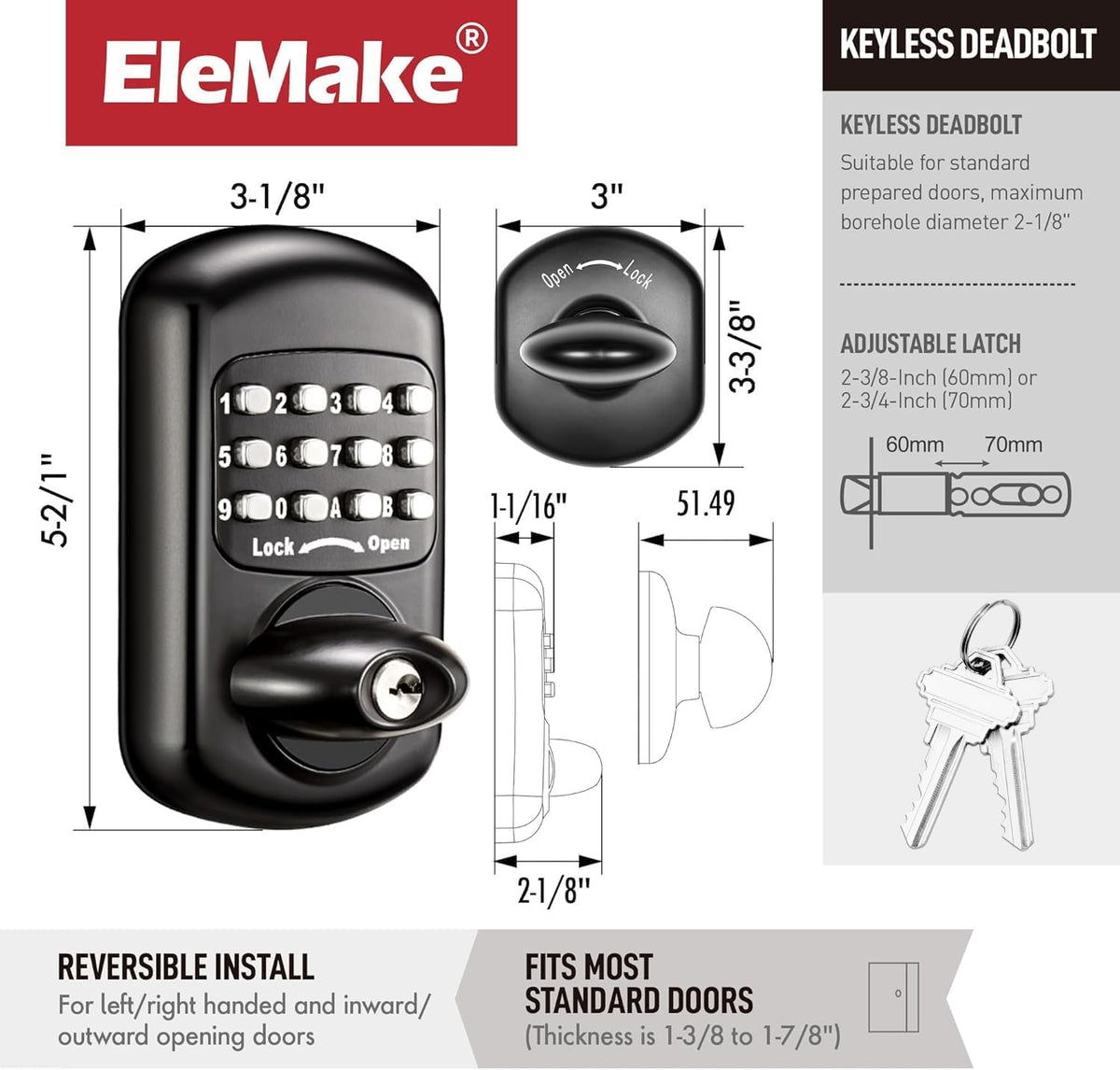 Cerradura de puerta digital y mecánica para teclado de entrada sin...