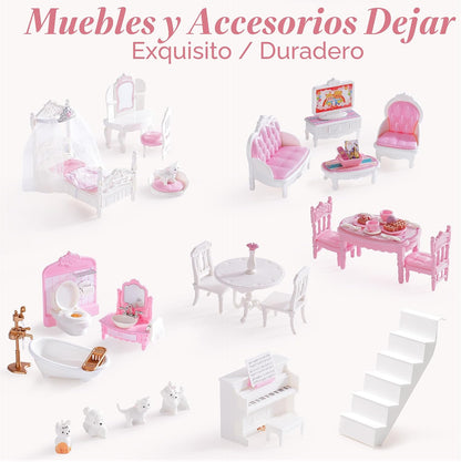ROBOTIME Casa de muñecas de madera, juego de casas de muñecas con 2...