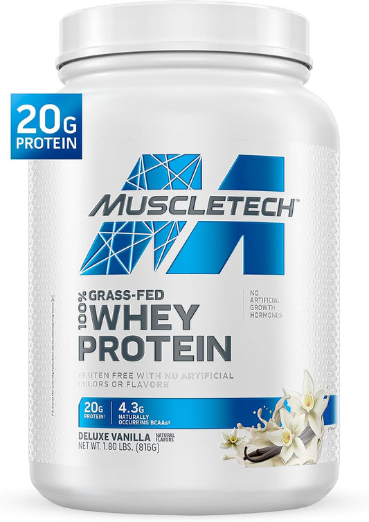 MuscleTech Proteína de suero en polvo alimentada con pasto - Vainil...