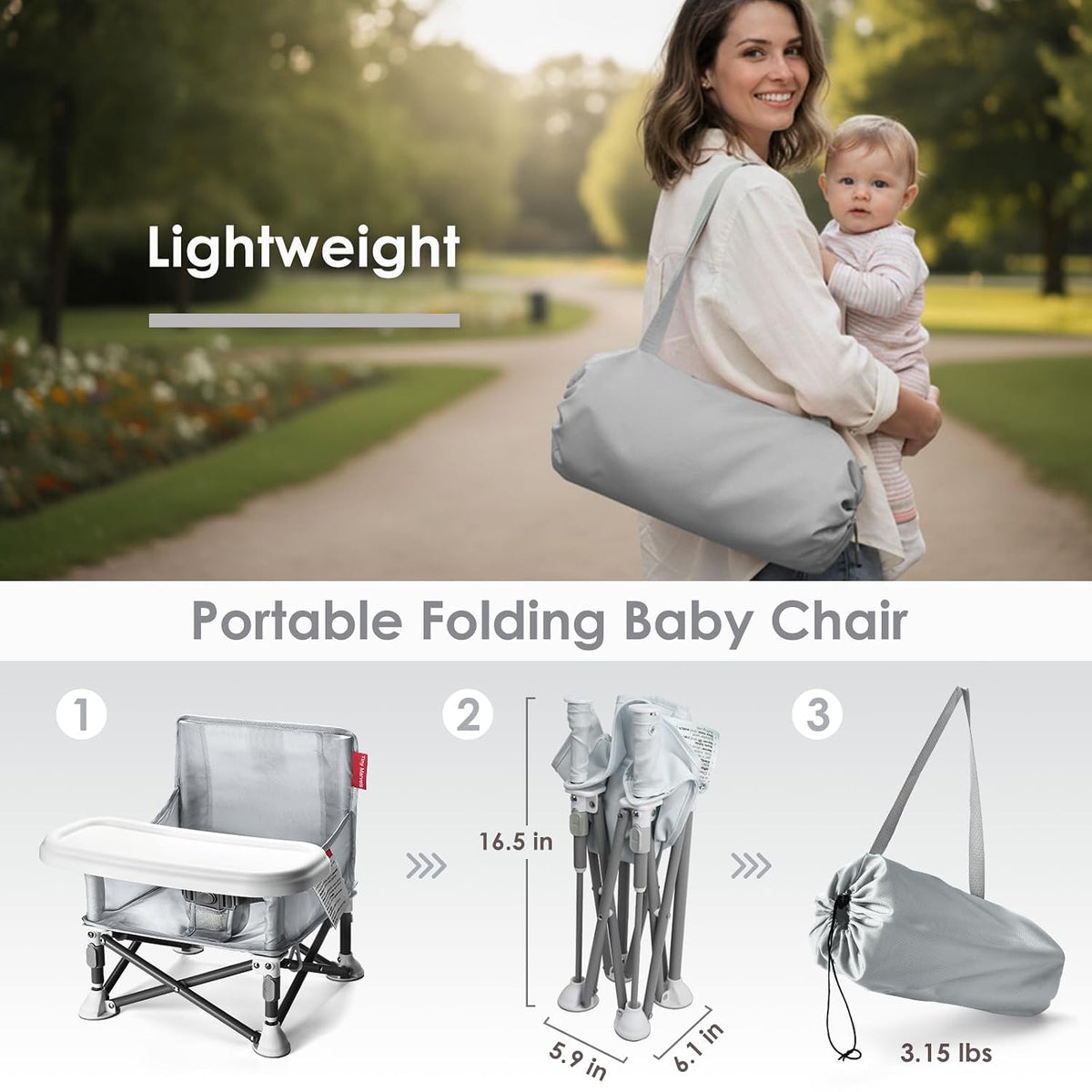 Tiny Marvels - Silla de bebé, silla alta portátil para viajes y pla...