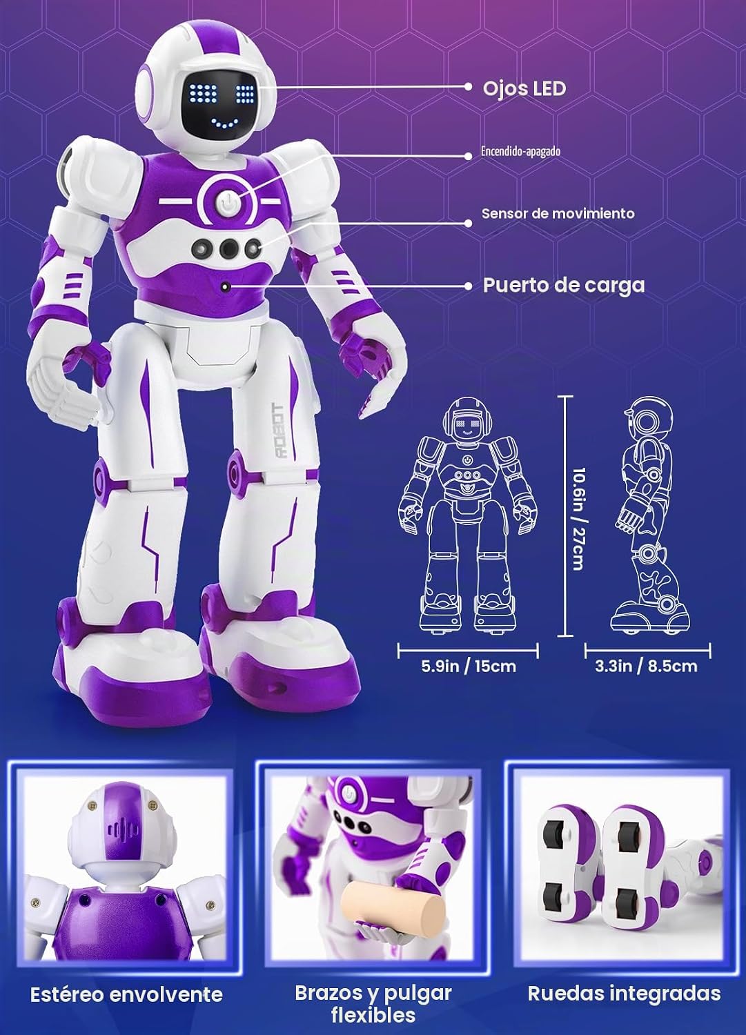 EduCuties Robot Juguetes para niños, robots recargables de control...
