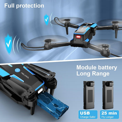 Drone con cámara 1080P - Drone plegable RC Quadcopter FPV con contr...