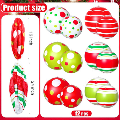 Jetec - 12 bolas inflables gigantes de Navidad de 24,16 pulgadas pa...