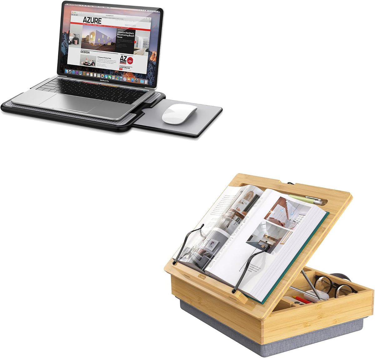 AboveTEK Escritorio ajustable para laptop y soporte para libros par...