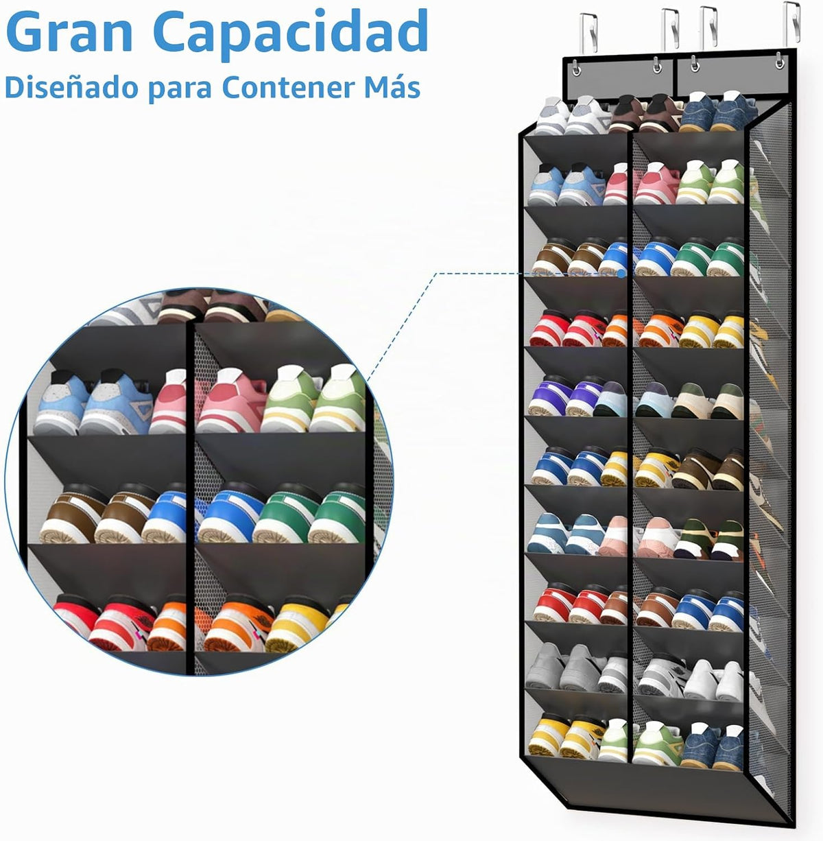 KEEPJOY 20-30 pares de organizadores de zapatos grises sobre la pue...