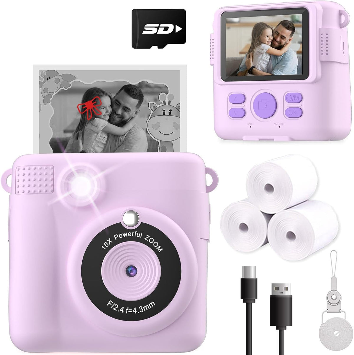 ESOXOFFORE Cámara de impresión instantánea para niños, regalos de c...