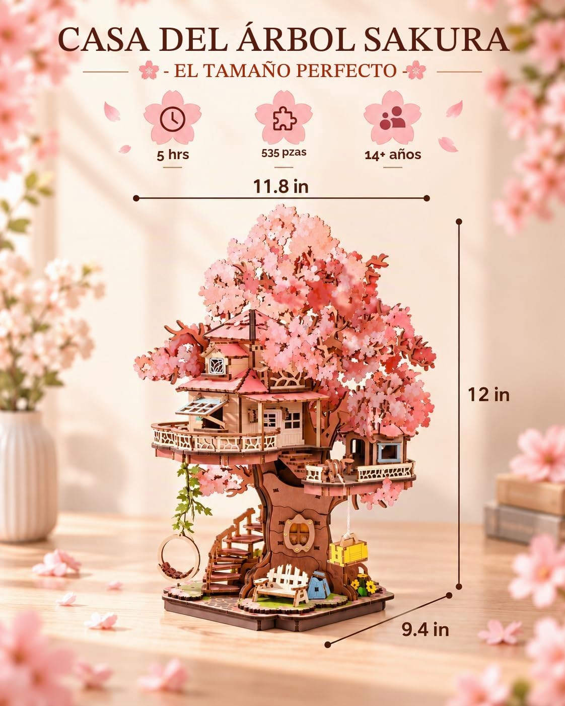 Rolife DIY Kits de Casa en Miniatura Sakura Tree House 12" Rompecab...