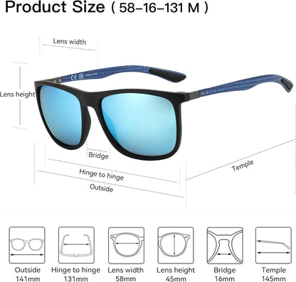 ZENOTTIC Gafas de sol polarizadas cuadradas para hombre, ultraliger...