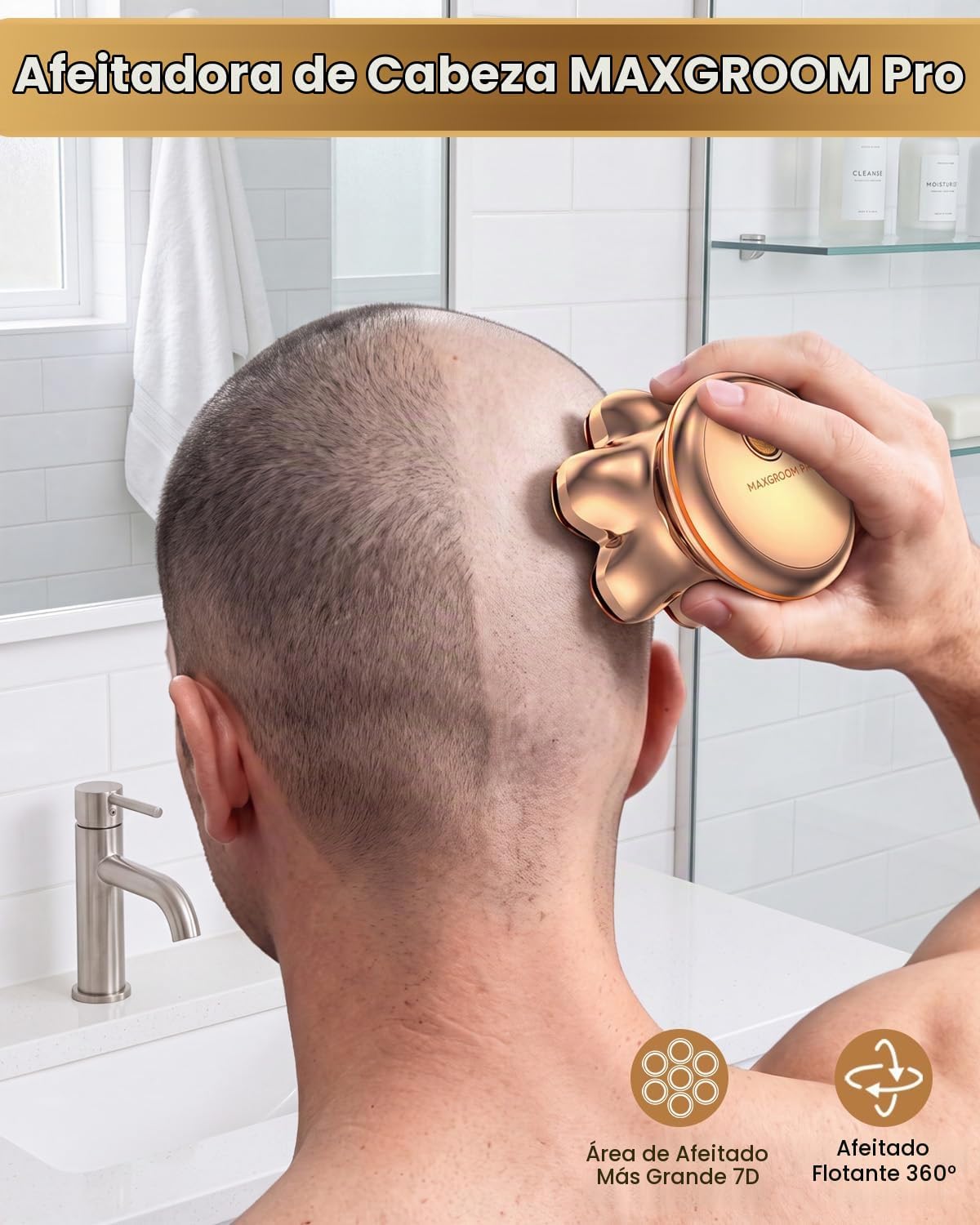 MAXGROOM Afeitadora de cabeza PRO 7D para hombres calvos, maquinill...