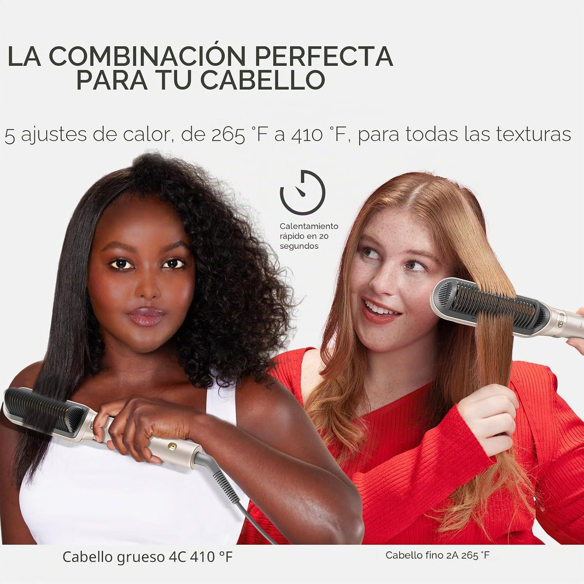 TYMO Cepillo 2 de la enderezadora del pelo del hierro plano en 1, p...