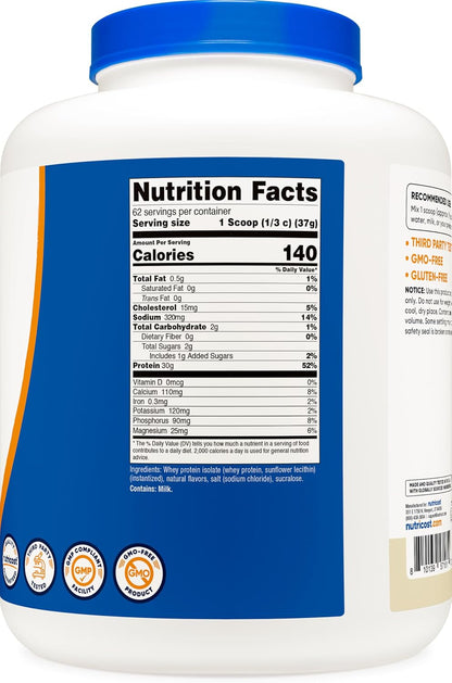 Nutricost Proteína de Suero Aislada en Polvo, Vainilla, 5 libras