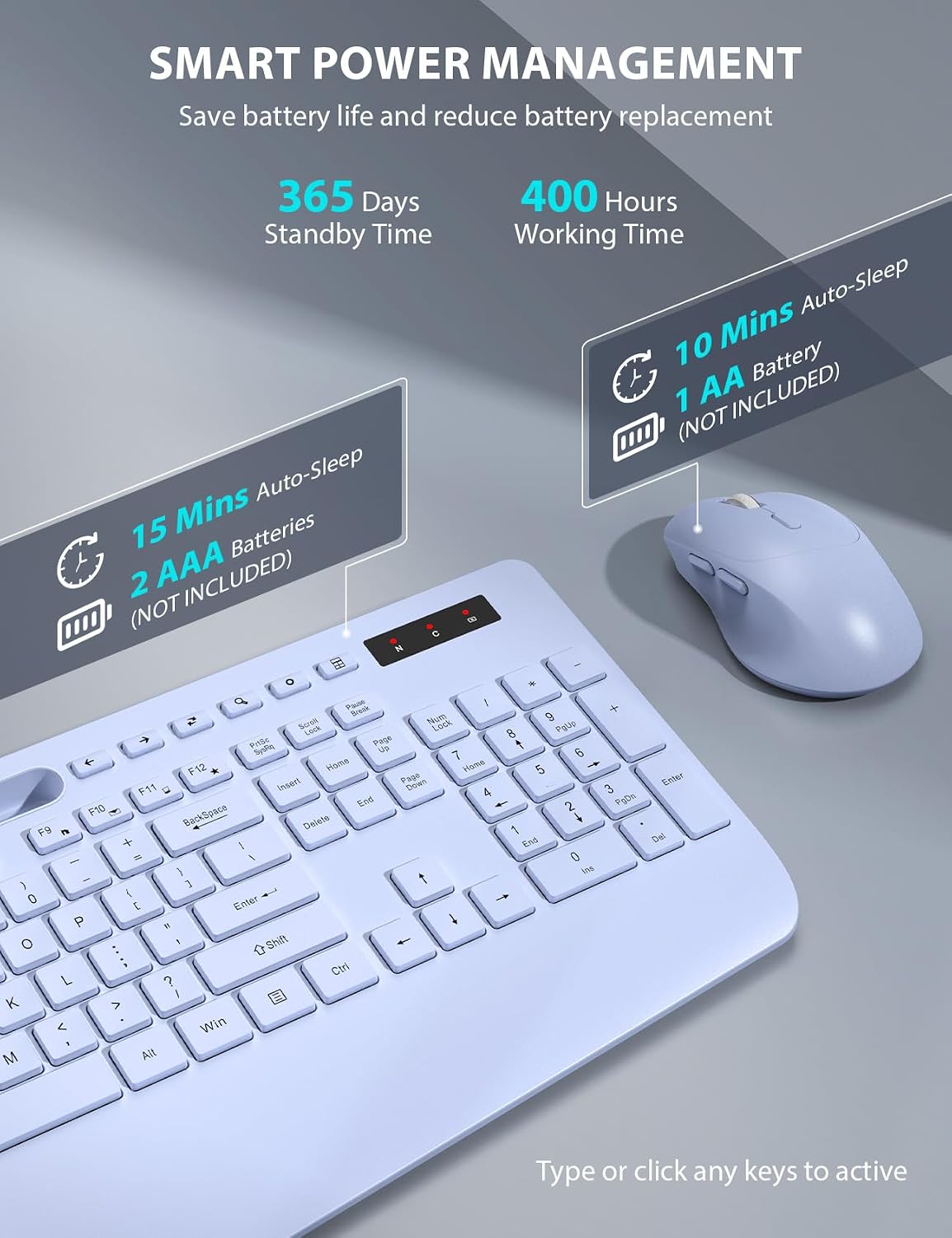 Combo de teclado y mouse inalámbrico - Teclado ergonómico de tamaño...