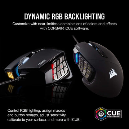Corsair Scimitar RGB Elite Ratón Gaming MMO MOBA PC con Cable - Neg...