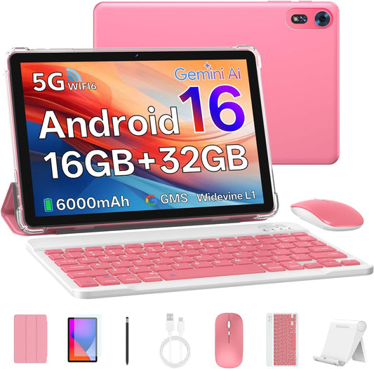Tablet Android 16 de 10 pulgadas con teclado, 16 GB de RAM + 32 GB,...