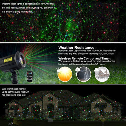 Poeland Luces láser de Navidad para jardín al aire libre, iluminaci...