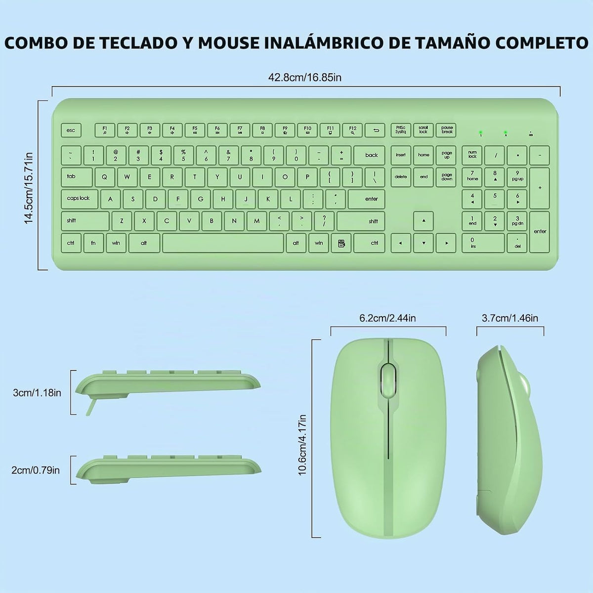 Combo de teclado y mouse inalámbricos, teclado ergonómico silencios...