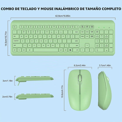 Combo de teclado y mouse inalámbricos, teclado ergonómico silencios...