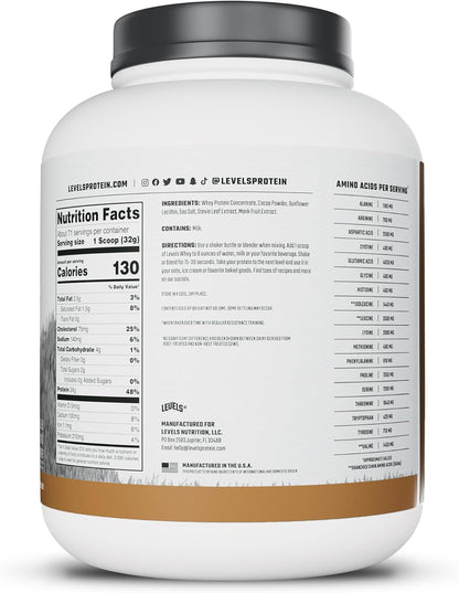Levels - Proteína de suero en polvo, sin artificiales, doble chocol...