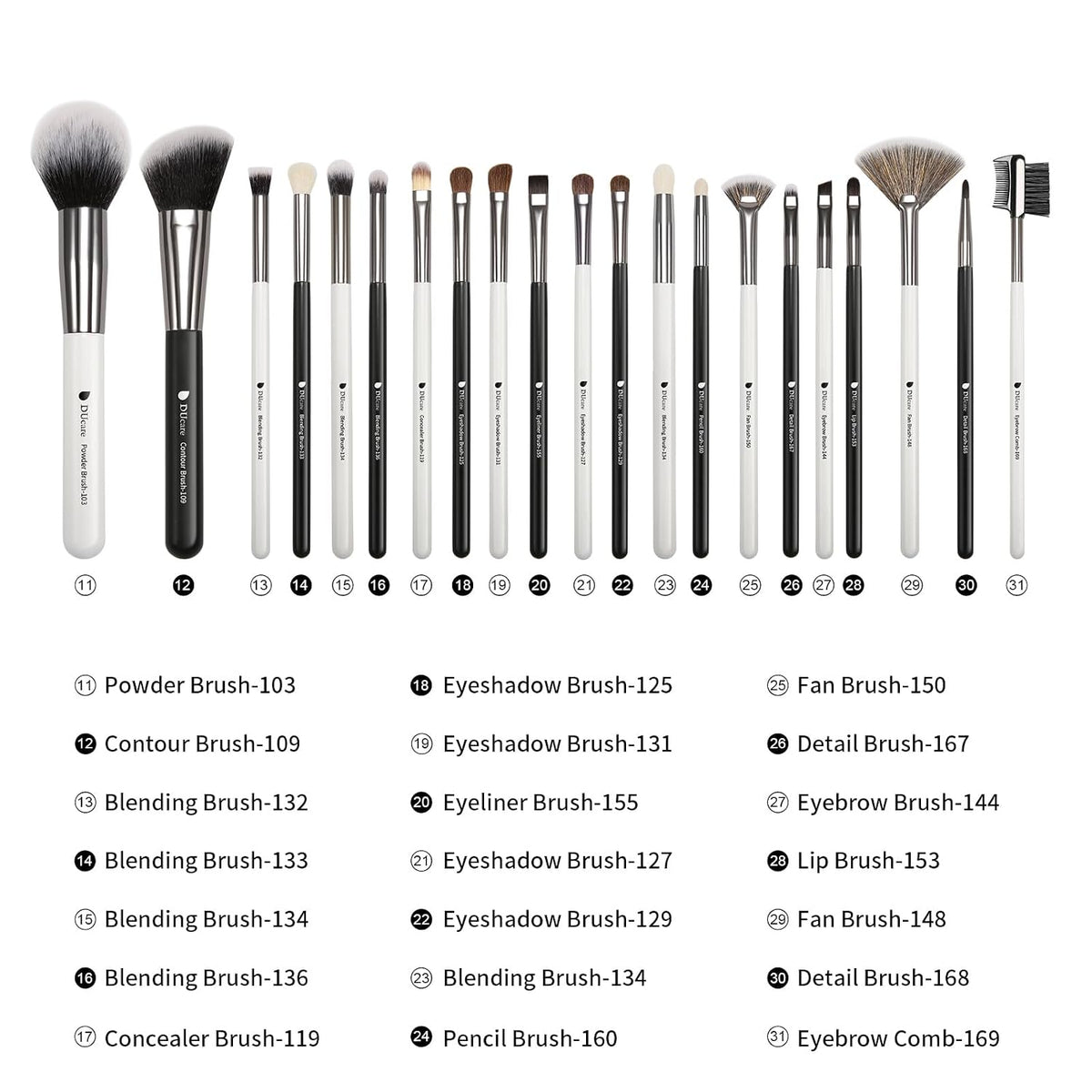 DUcare Juego de 31 brochas de maquillaje profesional con organizado...